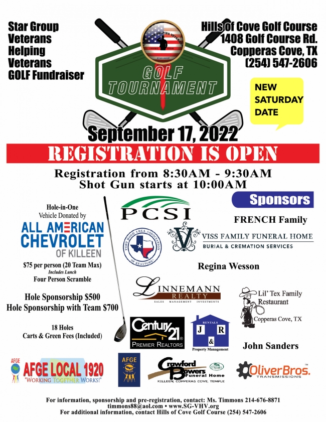 2022 SGVHV GOLF TOURNAMENT  - September 17th 